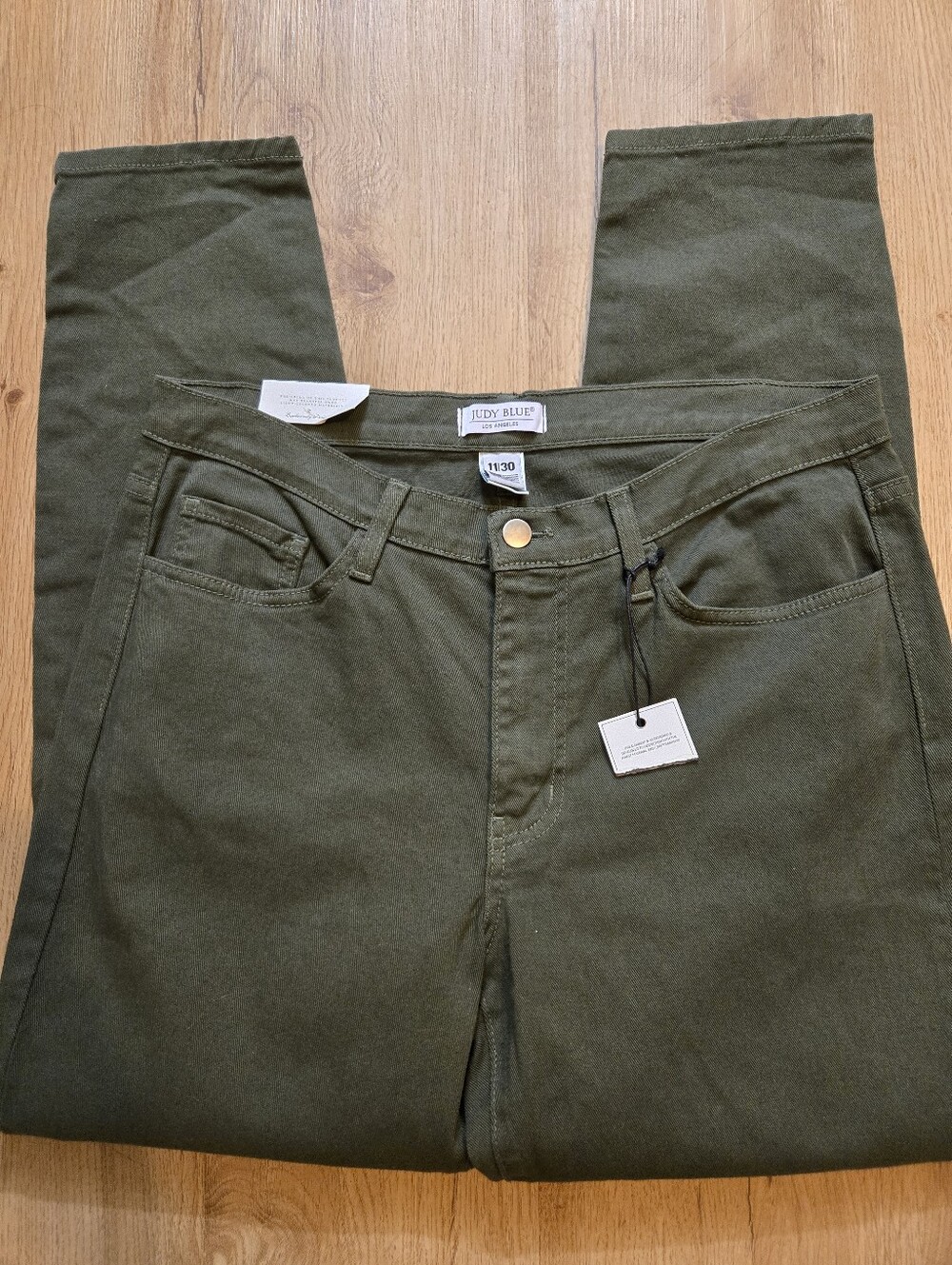 Judy Blue Overdye Boyfriend Jeans Green Denim 8399 Stretch 11/30 NEW